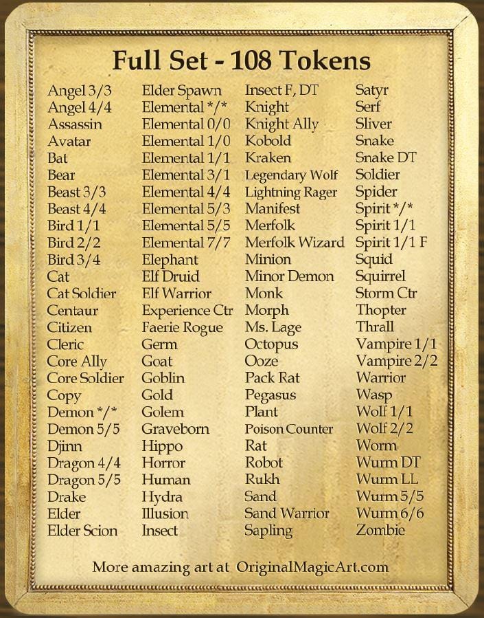 Full Set - Classic Edition - Token Set - Original Magic Art - Accessories for Magic the Gathering and other card games