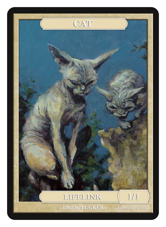Cat Token (1/1 - Lifelink) by Drew Tucker - Token - Original Magic Art - Accessories for Magic the Gathering and other card games