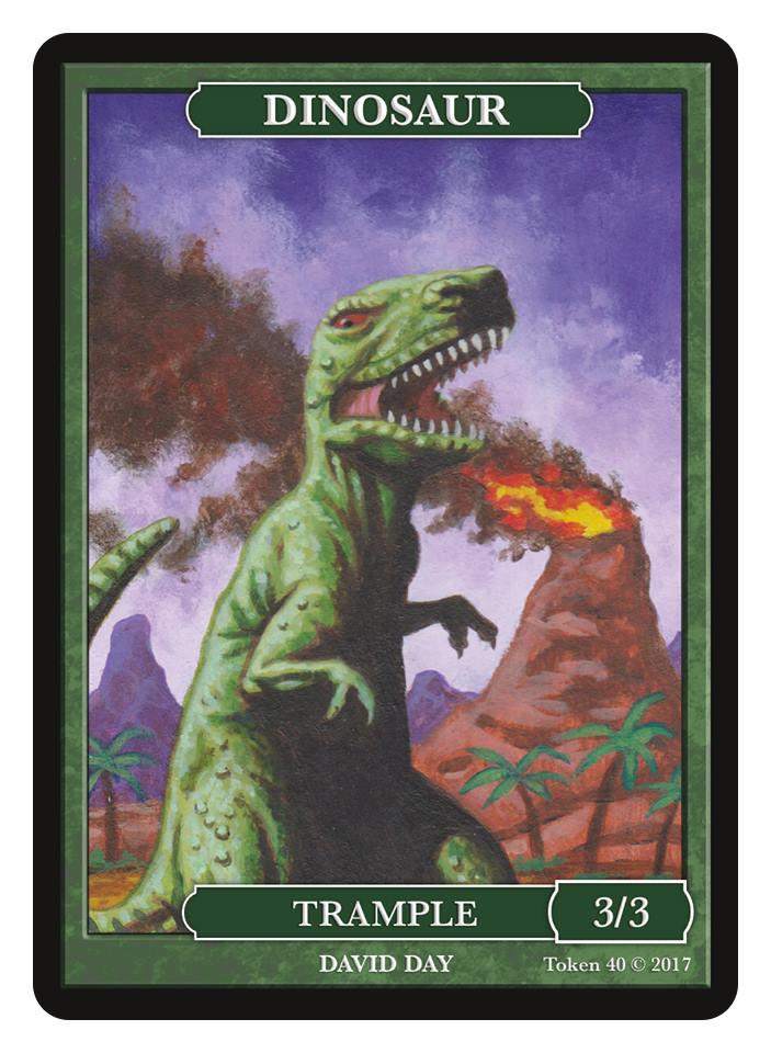 Dinosaur Token (3/3 - Trample) by David Day - Token - Original Magic Art - Accessories for Magic the Gathering and other card games