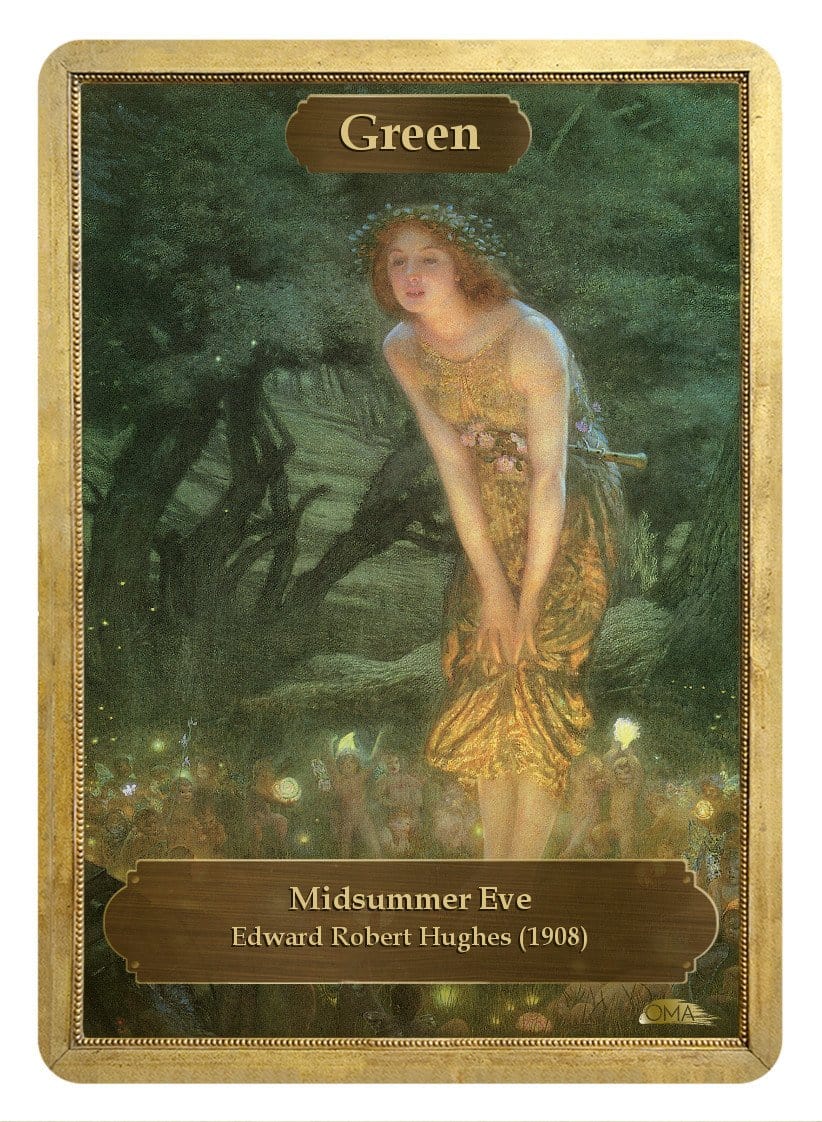 Green Token by Edward Robert Hughes - Token - Original Magic Art - Accessories for Magic the Gathering and other card games