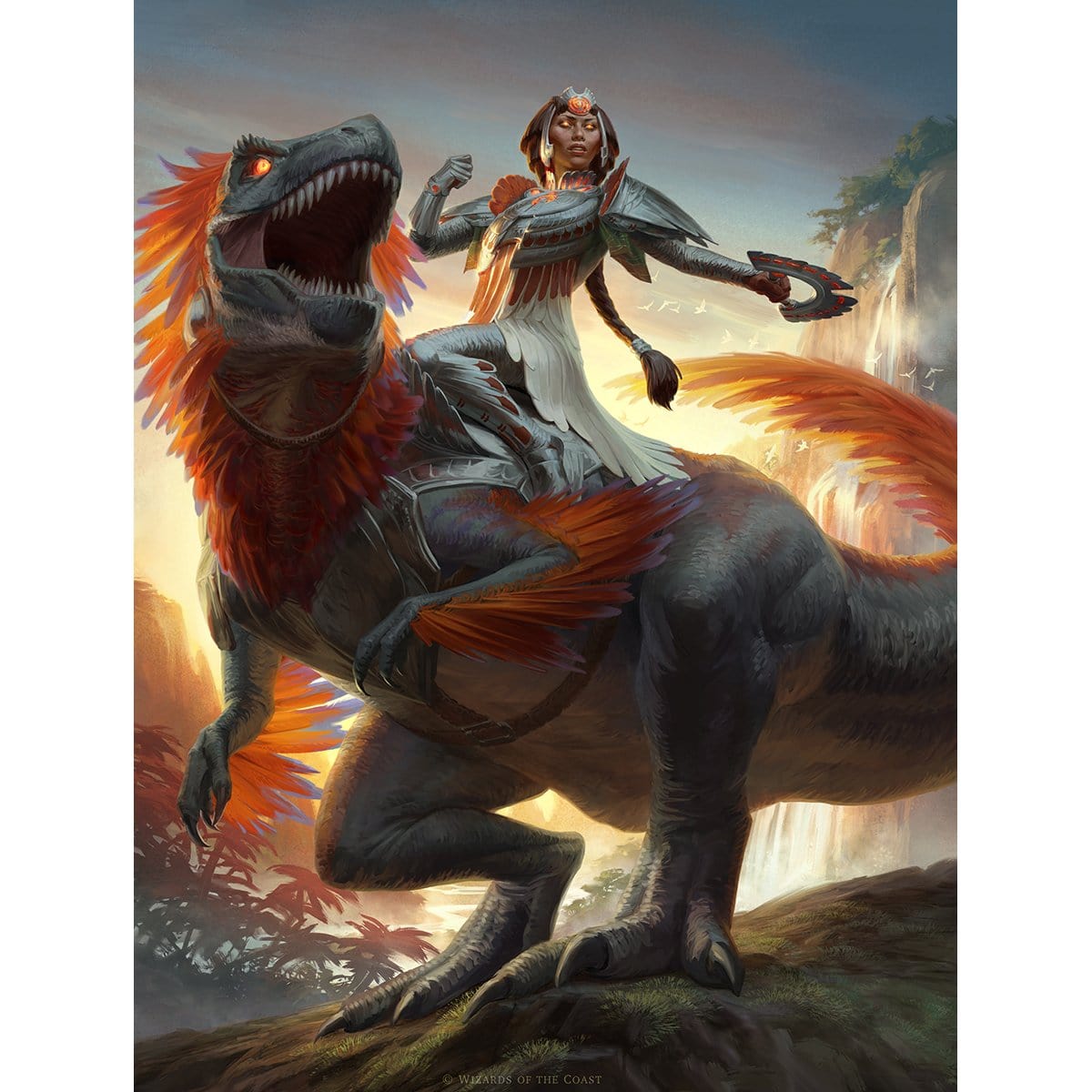 Huatli, Dinosaur Knight Print - Print - Original Magic Art - Accessories for Magic the Gathering and other card games