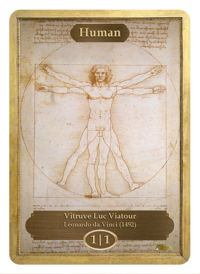 Human Token (1/1) by Leonardo da Vinci - Token - Original Magic Art - Accessories for Magic the Gathering and other card games