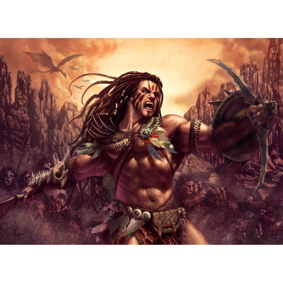Kresh the Bloodbraided Print - Print - Original Magic Art - Accessories for Magic the Gathering and other card games