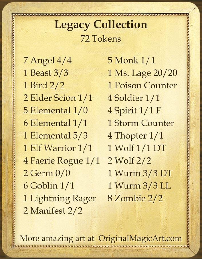 Legacy Token Collection - Token Set - Original Magic Art - Accessories for Magic the Gathering and other card games