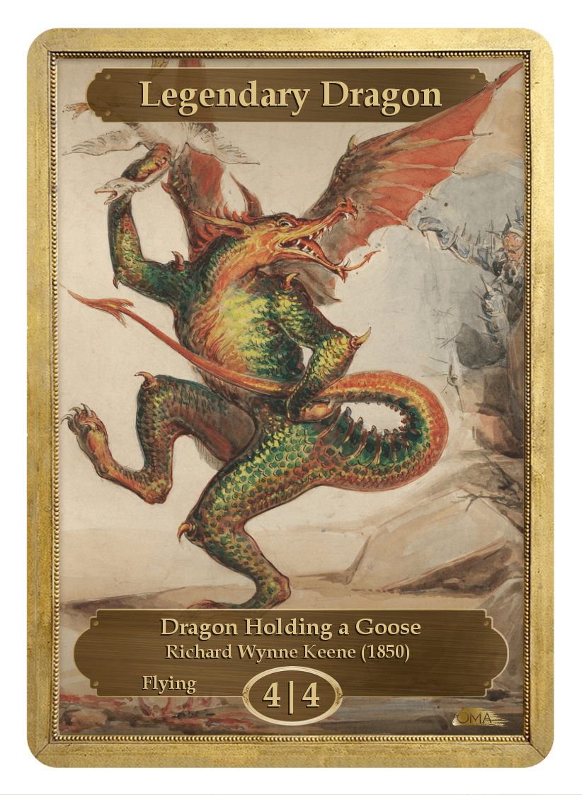 Legendary Dragon Token (4/4-F) by Richard Wynne Keene - Token - Original Magic Art - Accessories for Magic the Gathering and other card games