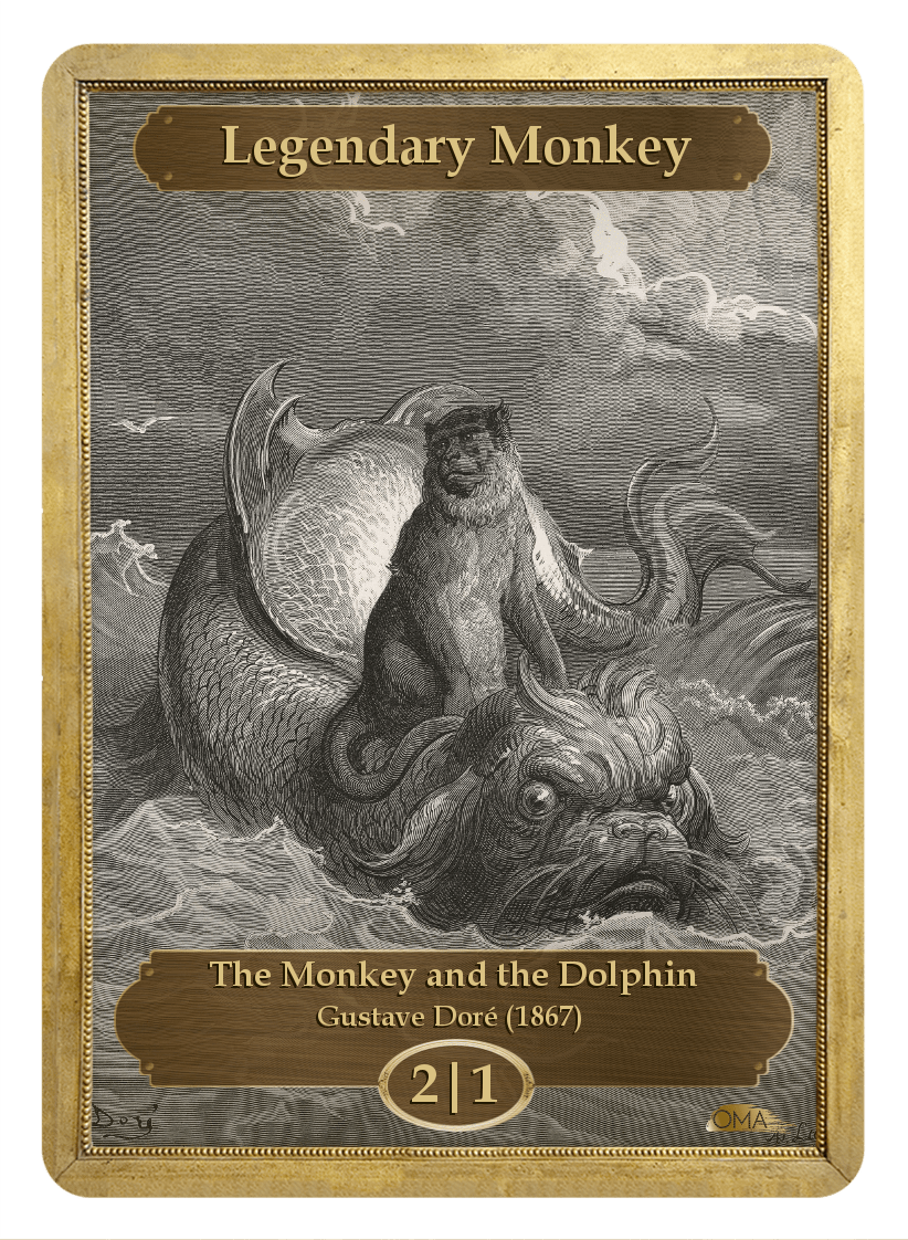 Legendary Monkey Token (2/1) by Gustave Dor - Original Magic Art Legendary Monkey Token (2/1) by Gustave Dor - Original Magic Art