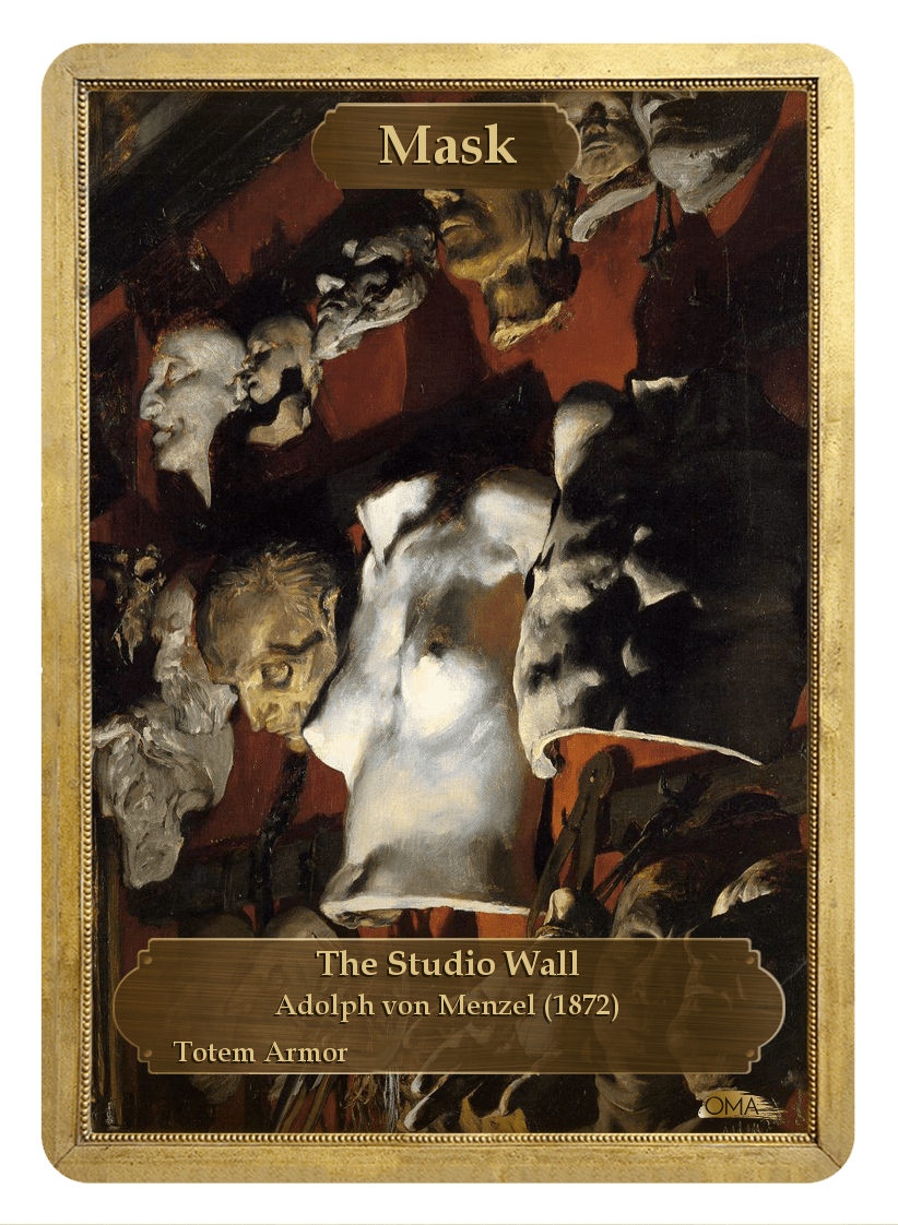 Mask Token (Totem Armor) by Adolph von Menzel - Token - Original Magic Art - Accessories for Magic the Gathering and other card games