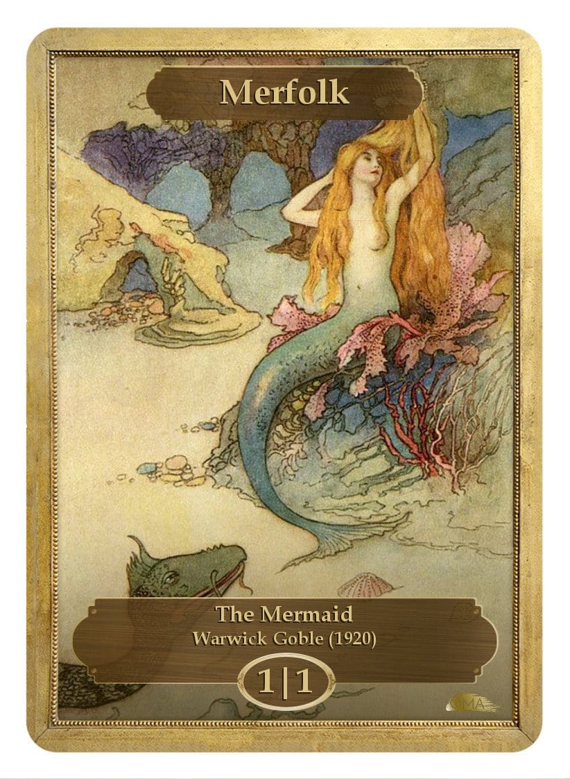 mtg cards that make merfolk tokens Merfolk Token (1/1) by Warwick Goble