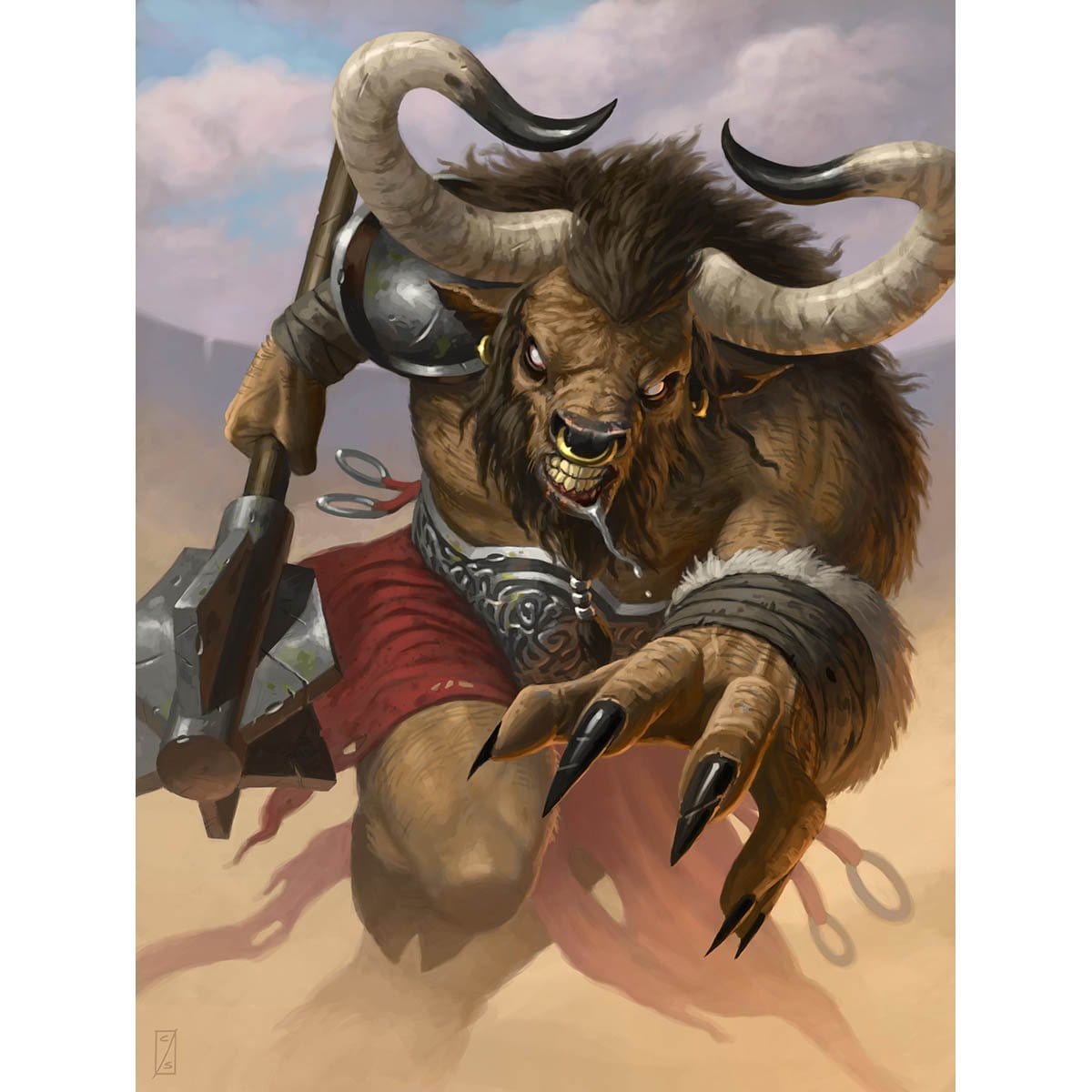 Minotaur Token Print - Original Magic Art Minotaur Token Print - Original Magic Art