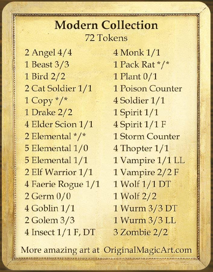 Modern Token Collection - Token Set - Original Magic Art - Accessories for Magic the Gathering and other card games