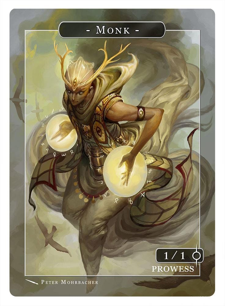 Monk Token (1/1 - Prowess) by Peter Mohrbacher