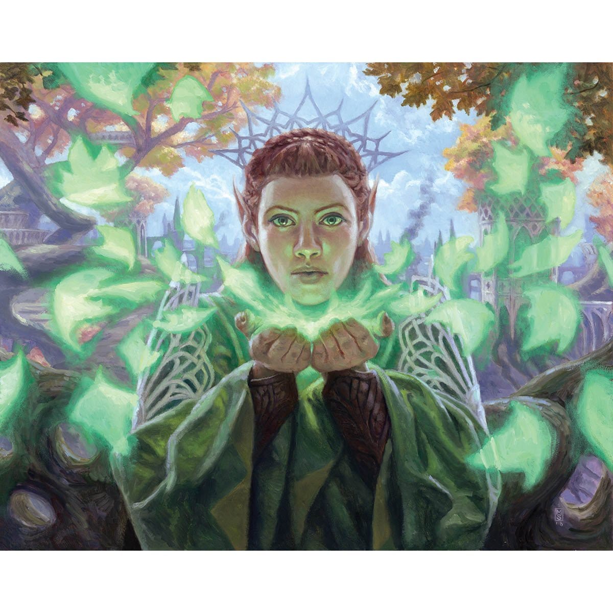 Pollenbright Druid Print - Print - Original Magic Art - Accessories for Magic the Gathering and other card games