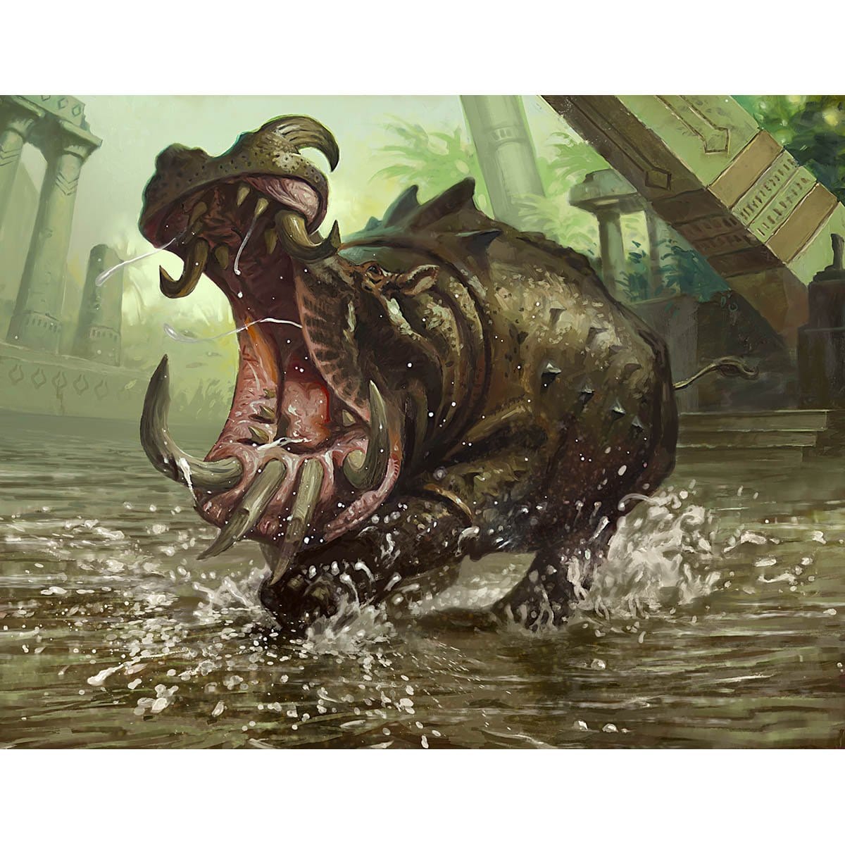 Rampaging Hippo Print - Print - Original Magic Art - Accessories for Magic the Gathering and other card games