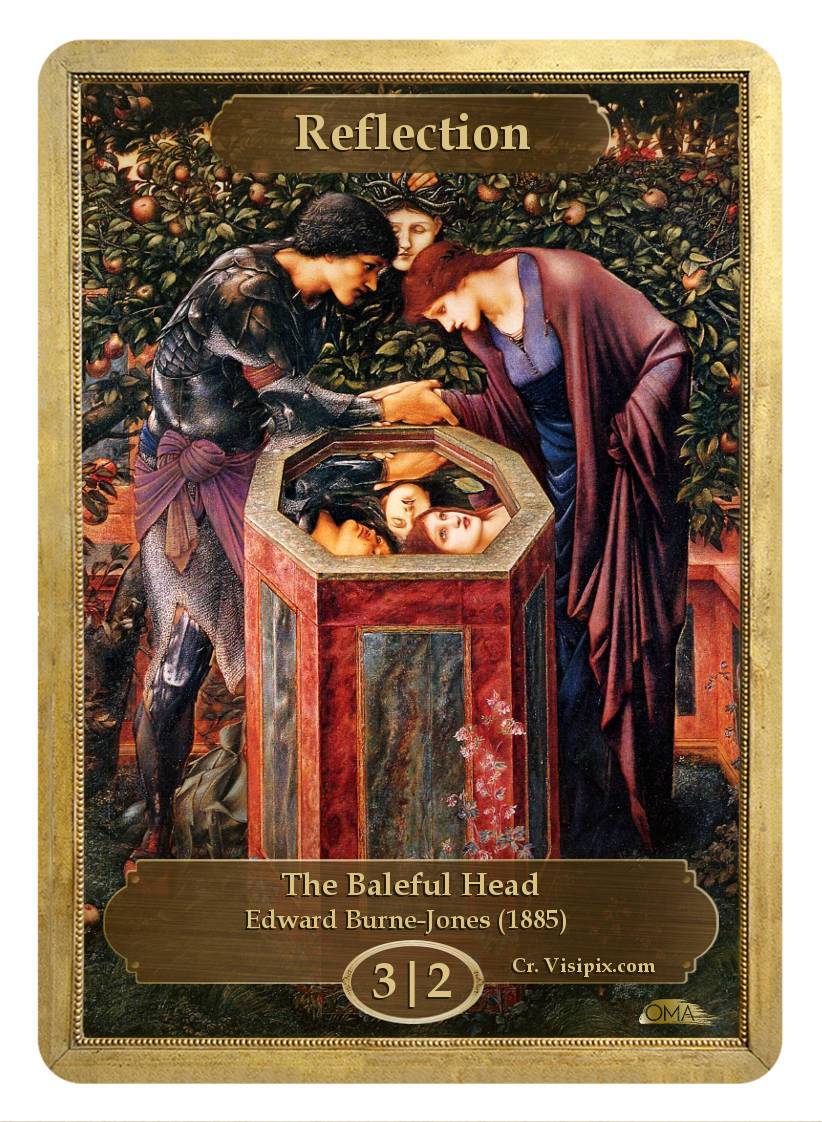 Reflection Token (3/2) by Edward Burne-Jones - Token - Original Magic Art - Accessories for Magic the Gathering and other card games