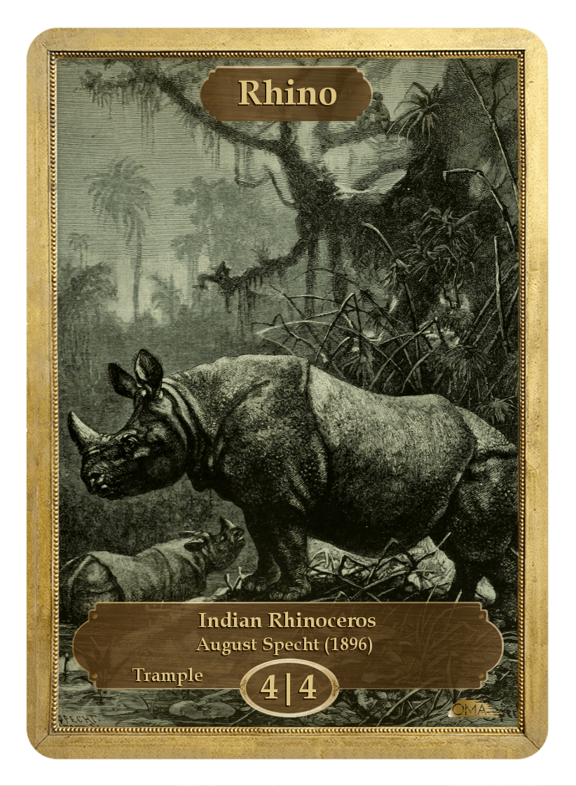 Rhino Token (4/4 - Trample) by August Specht - Token - Original Magic Art - Accessories for Magic the Gathering and other card games