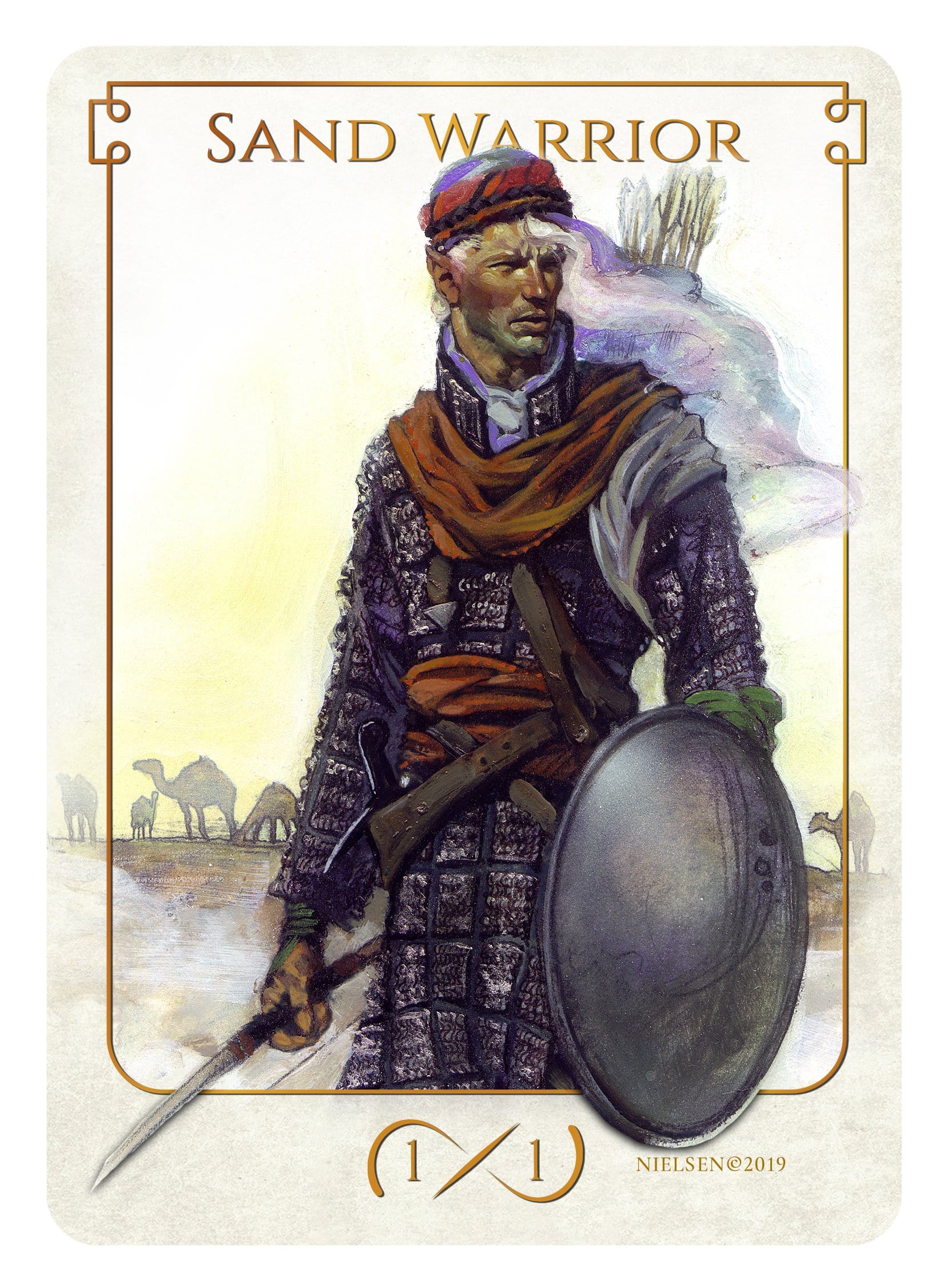 Sand Warrior Token (1/1) by Tokens of Spirit - Original Magic Art