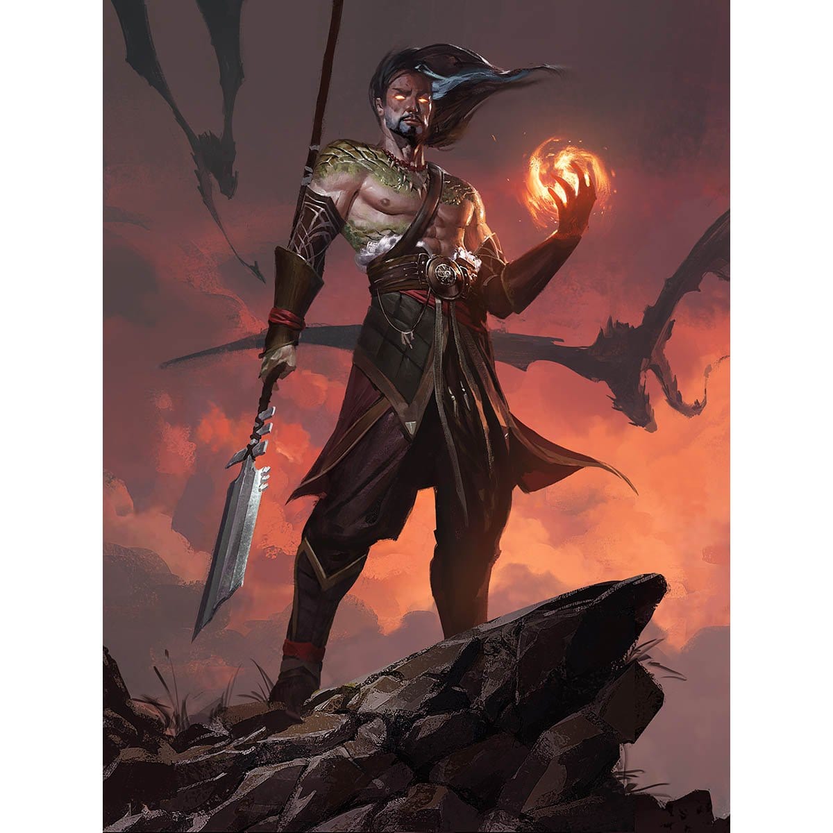 Sarkhan, Fireblood Print - Print - Original Magic Art - Accessories for Magic the Gathering and other card games