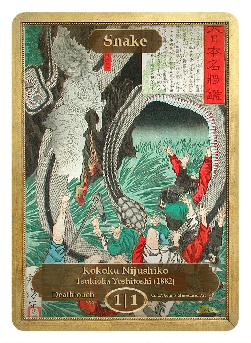 Snake Token (1/1 - Deathtouch) by Tsukioka Yoshitoshi - Token - Original Magic Art - Accessories for Magic the Gathering and other card games