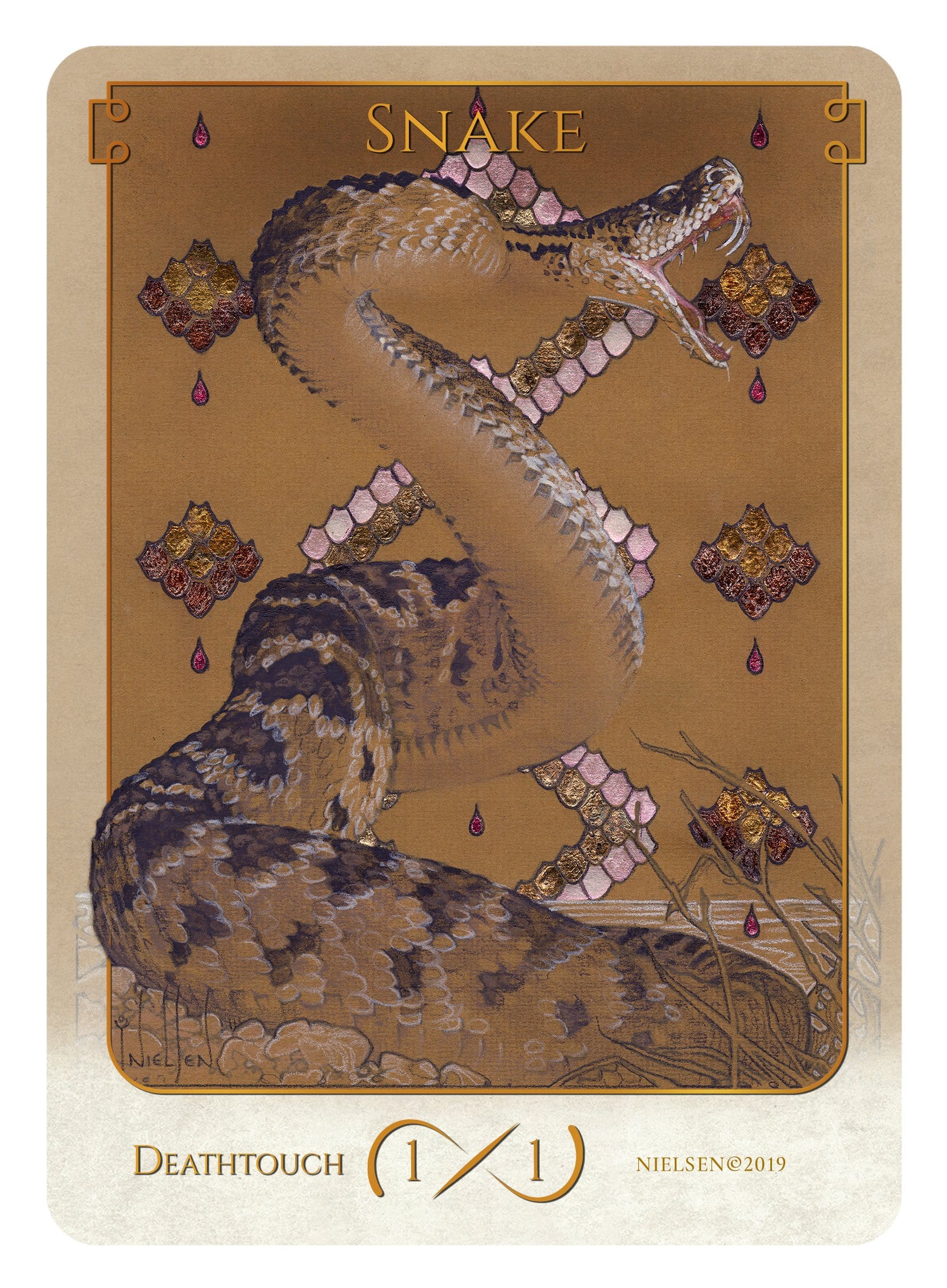 Snake Token (1/1 - Deathtouch) by Tokens of Spirit