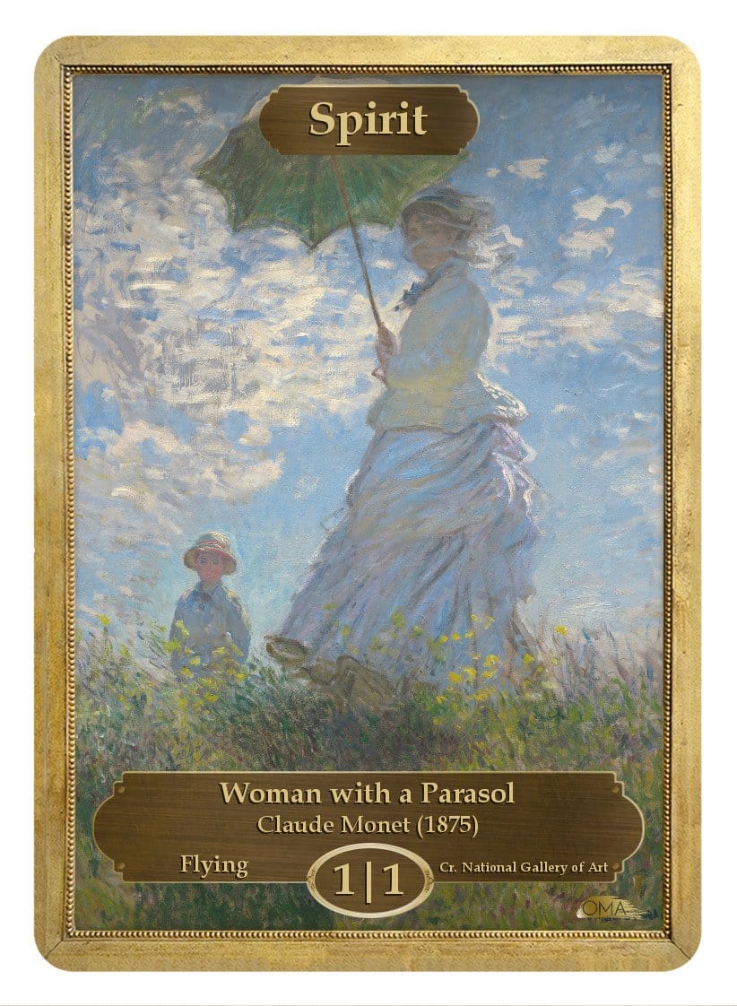 Spirit Token (1/1 - Flying) by Claude Monet - Token - Original Magic Art - Accessories for Magic the Gathering and other card games