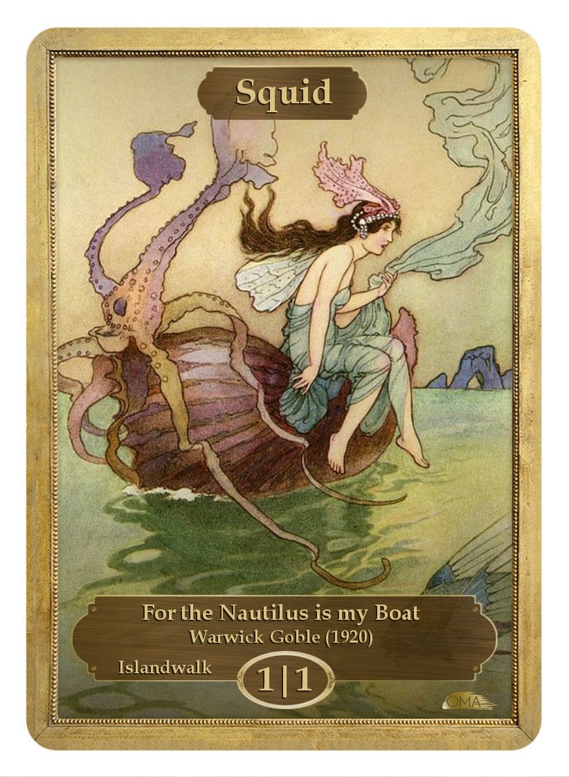 Squid Token (1/1) by Warwick Goble - Token - Original Magic Art - Accessories for Magic the Gathering and other card games