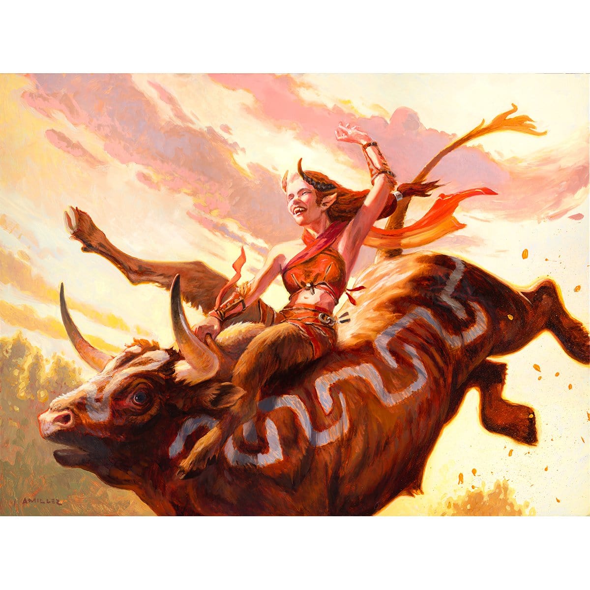 Stampede Rider Print - Print - Original Magic Art - Accessories for Magic the Gathering and other card games
