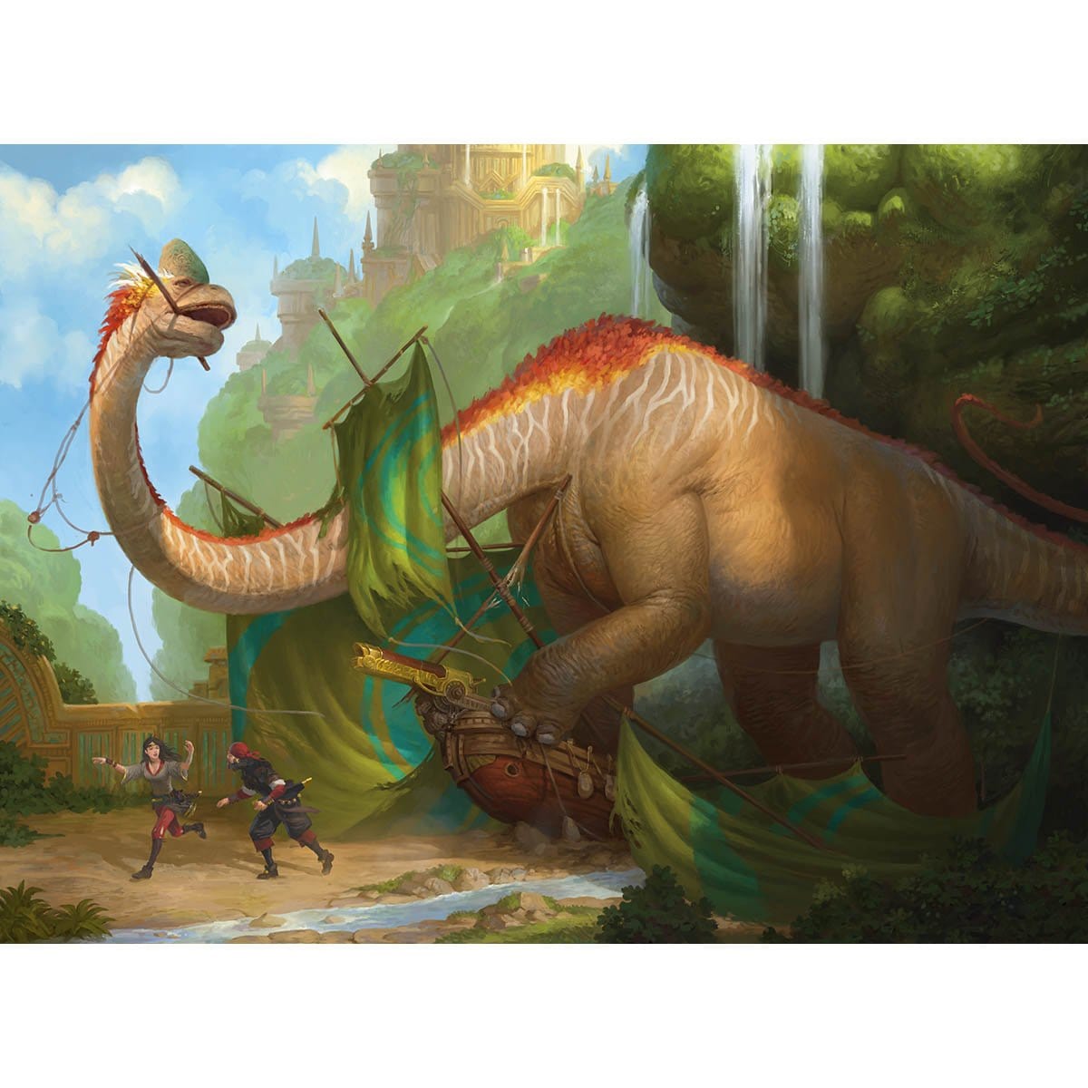 Thrashing Brontodon Print - Print - Original Magic Art - Accessories for Magic the Gathering and other card games