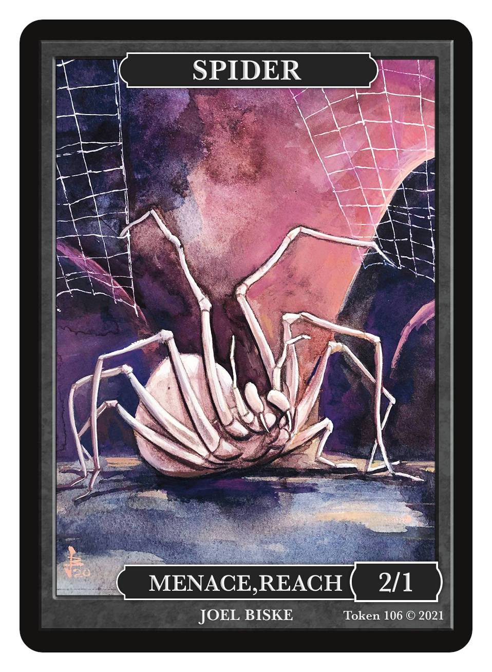 Spider Token (2/1 - Menace, Reach) by Joel Biske