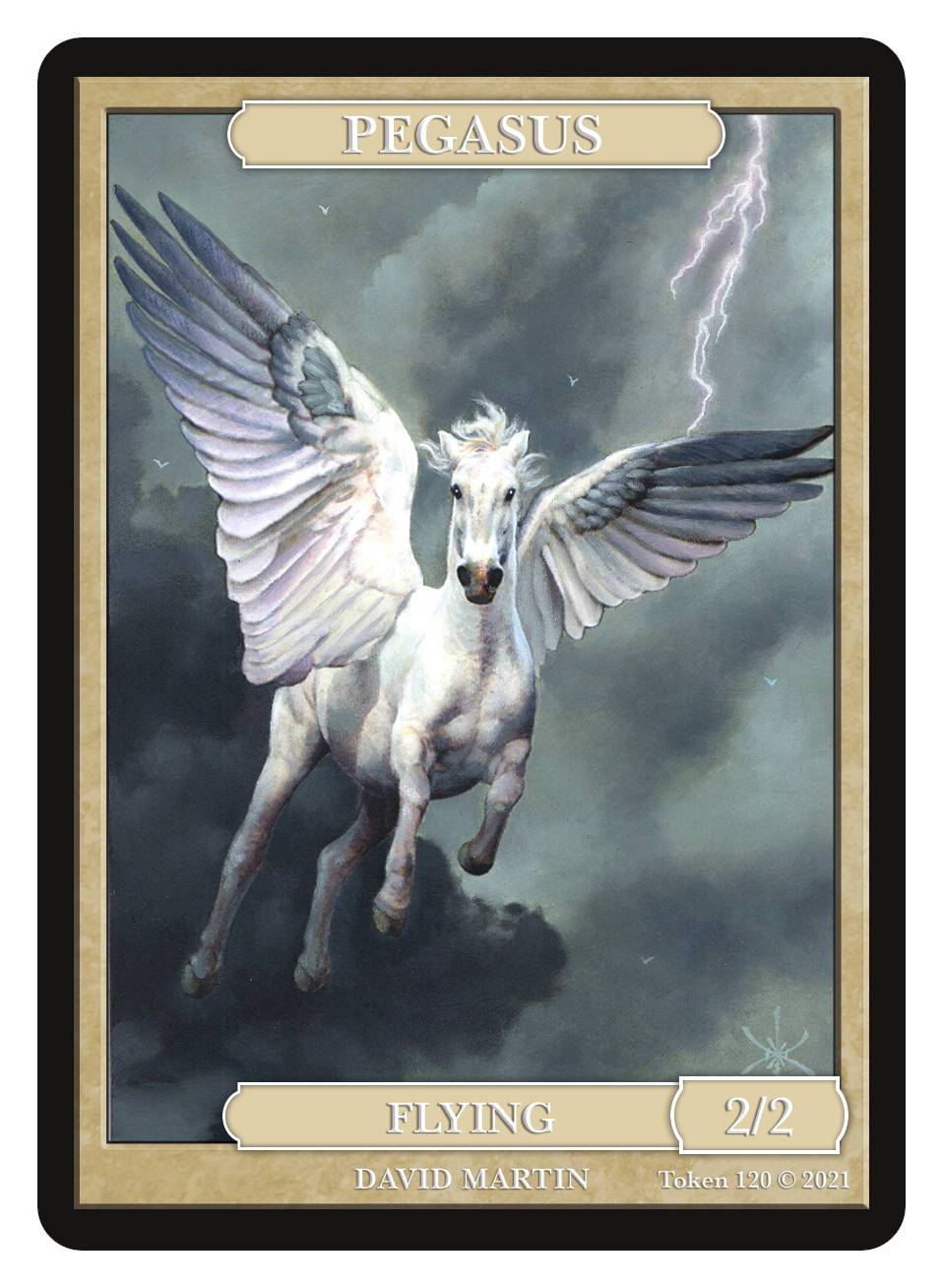 Pegasus Token (2/2 - Flying) by David Martin - Original Magic Art Pegasus Token (2/2 - Flying) by David Martin - Original Magic Art