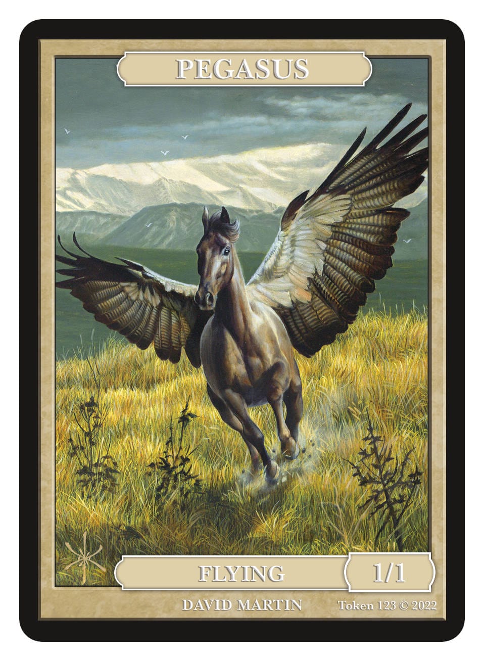 Pegasus Token (1/1 - Flying) by David Martin - Original Magic Art Pegasus Token (1/1 - Flying) by David Martin - Original Magic Art