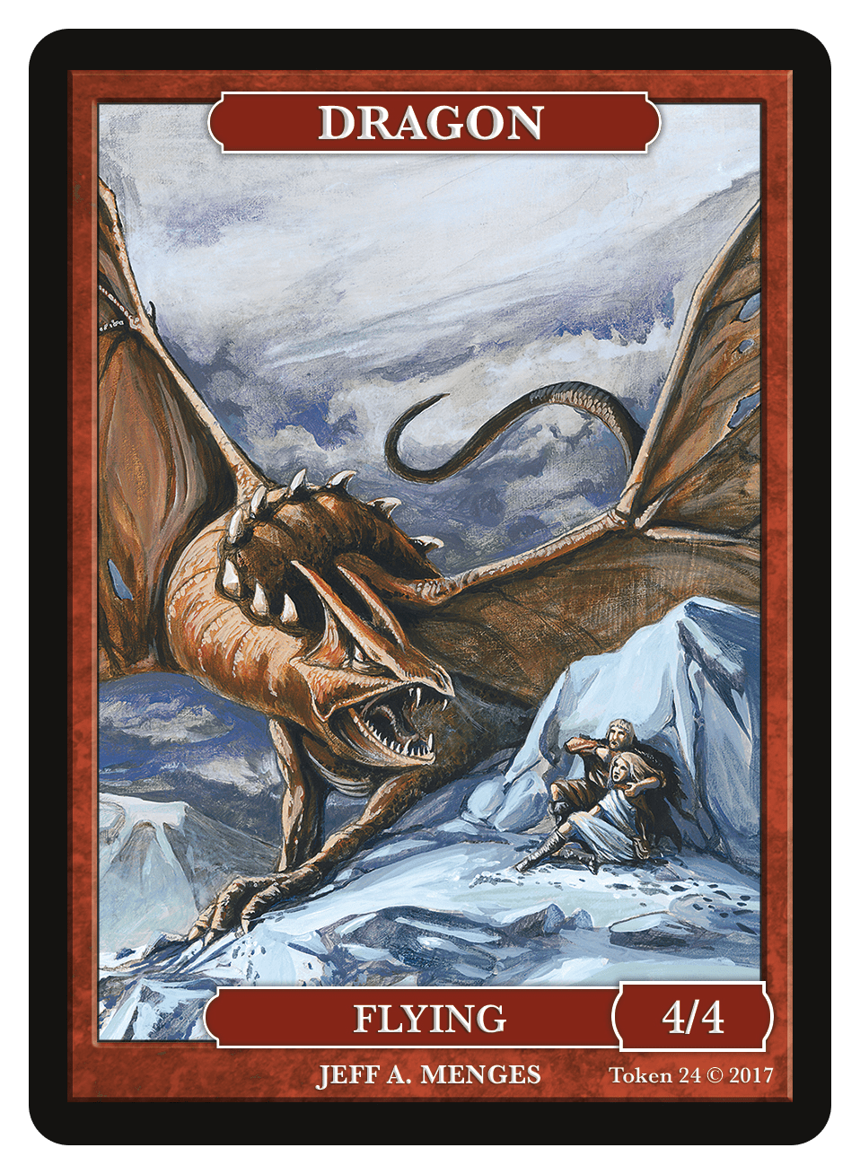 Dragon Token (4/4) by Jeff A. Menges - Token - Original Magic Art - Accessories for Magic the Gathering and other card games