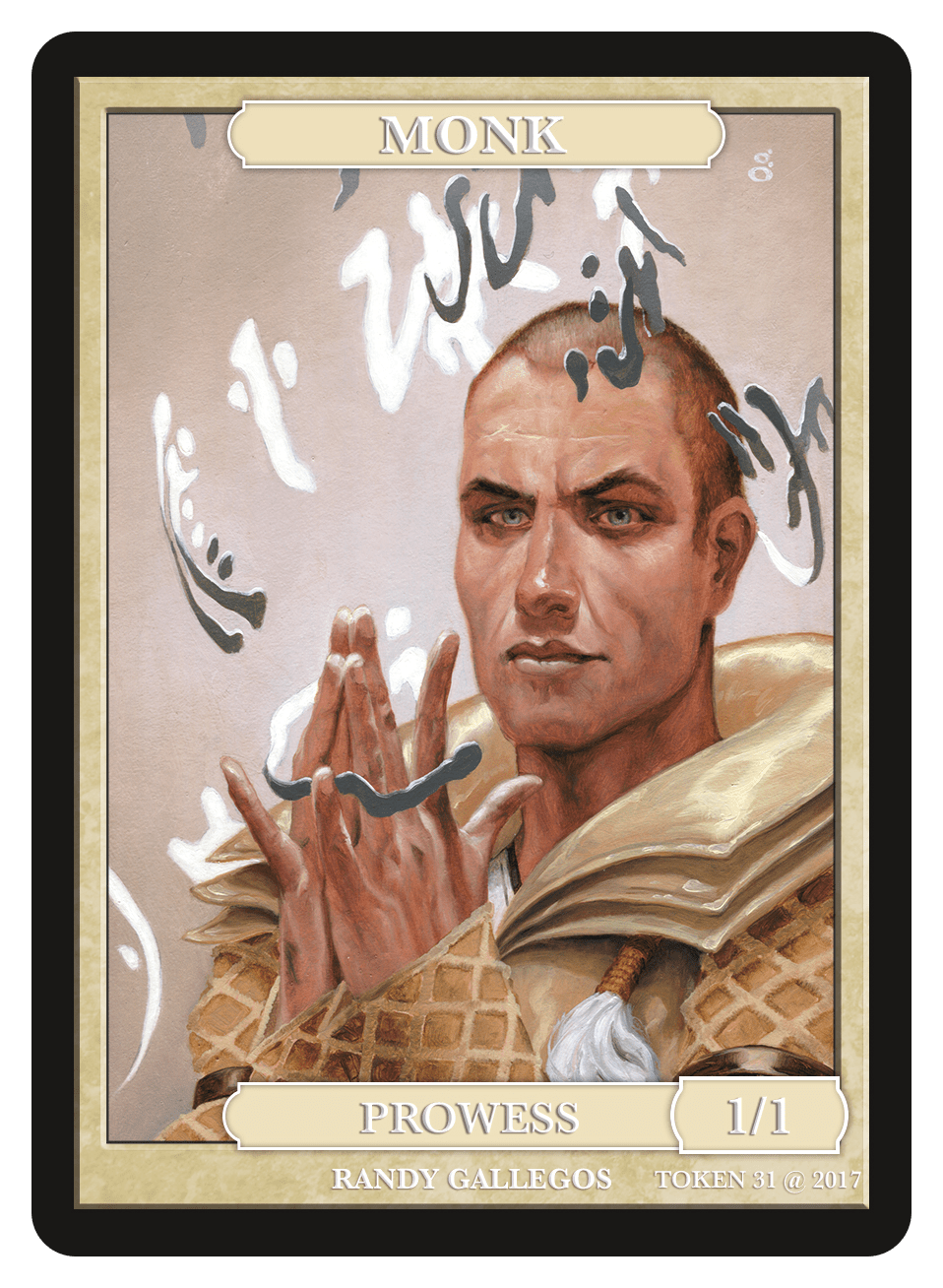 Monk Token (1/1 - Prowess) by Randy Gallegos - Token - Original Magic Art - Accessories for Magic the Gathering and other card games