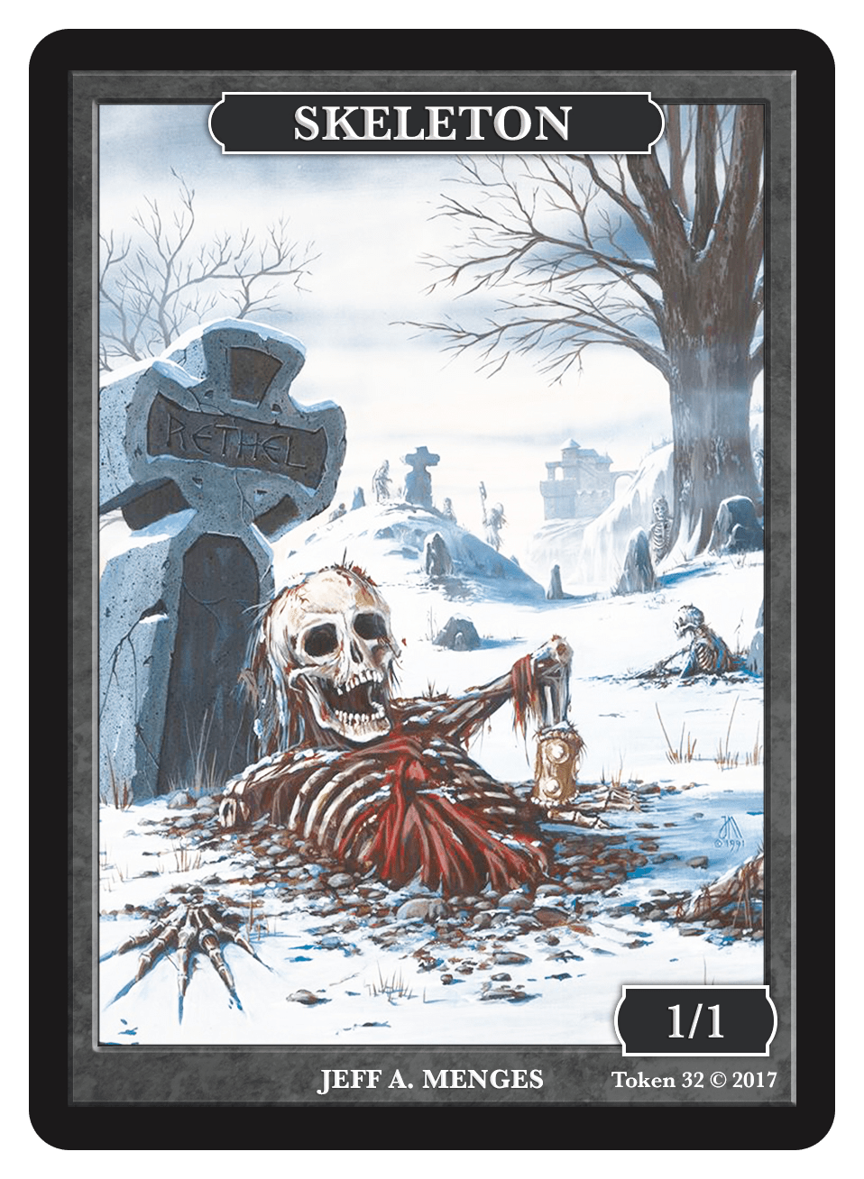 Skeleton Token (1/1) by Jeff A. Menges - Token - Original Magic Art - Accessories for Magic the Gathering and other card games