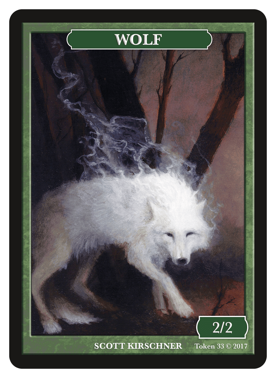 Wolf Token (2/2) by Scott Kirschner - Token - Original Magic Art - Accessories for Magic the Gathering and other card games