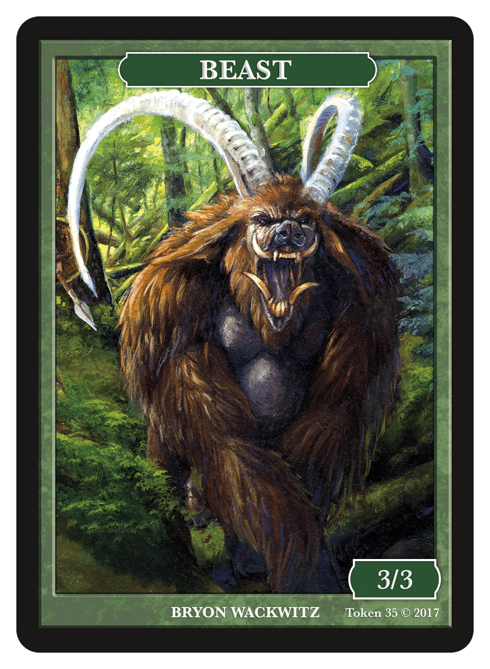 Beast Token (3/3) by Bryon Wackwitz - Token - Original Magic Art - Accessories for Magic the Gathering and other card games