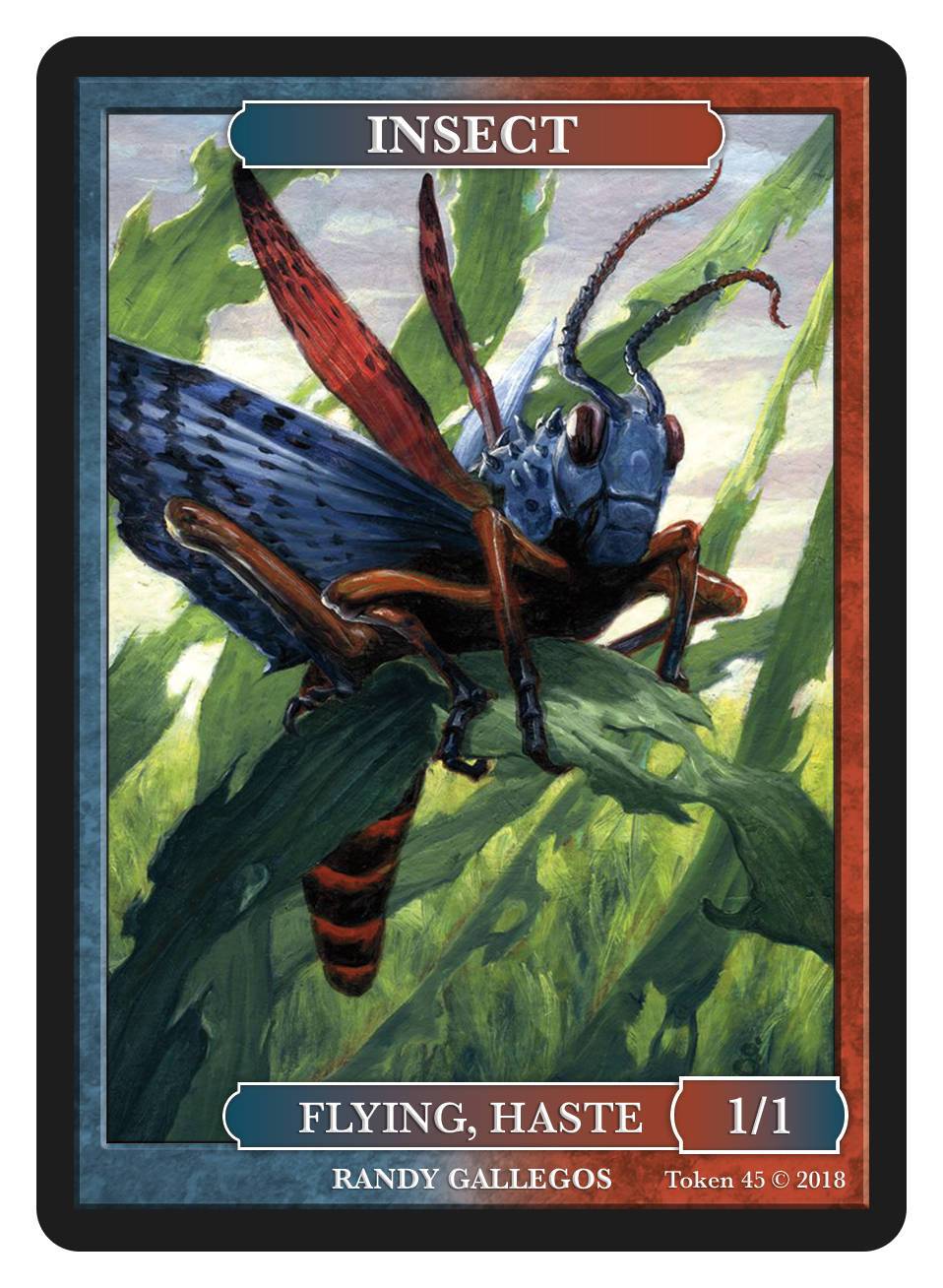 Insect Token (1/1 - Flying, Haste) by Randy Gallegos - Token - Original Magic Art - Accessories for Magic the Gathering and other card games