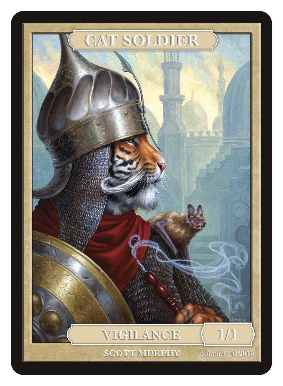 Cat Soldier Token (1/1 - Vigilance) by Scott Murphy - Token - Original Magic Art - Accessories for Magic the Gathering and other card games