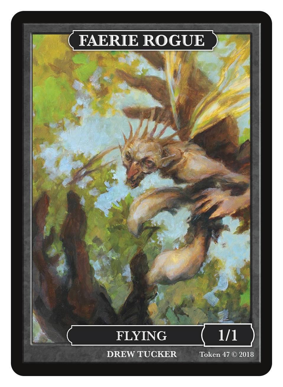 Faerie Rogue Token (1/1 - Flying) by Drew Tucker - Token - Original Magic Art - Accessories for Magic the Gathering and other card games