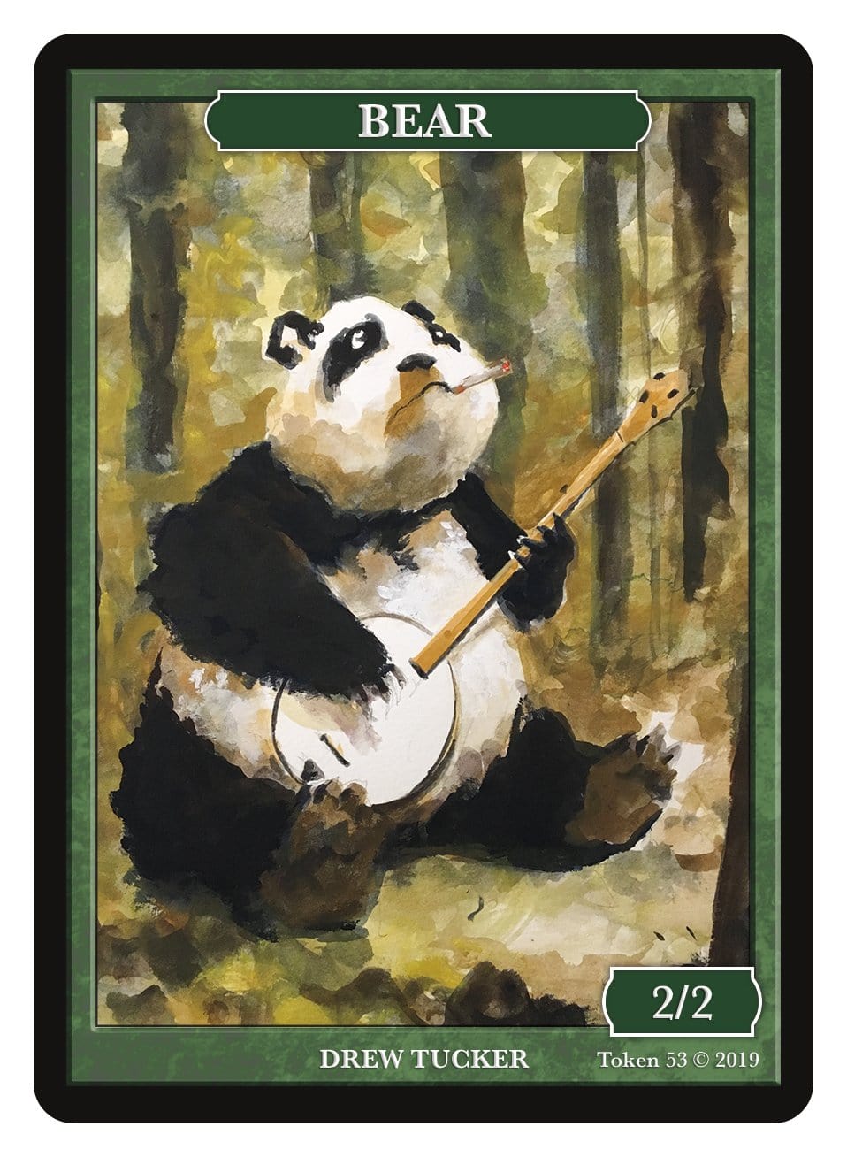 Bear Token (2/2) by Drew Tucker - Token - Original Magic Art - Accessories for Magic the Gathering and other card games