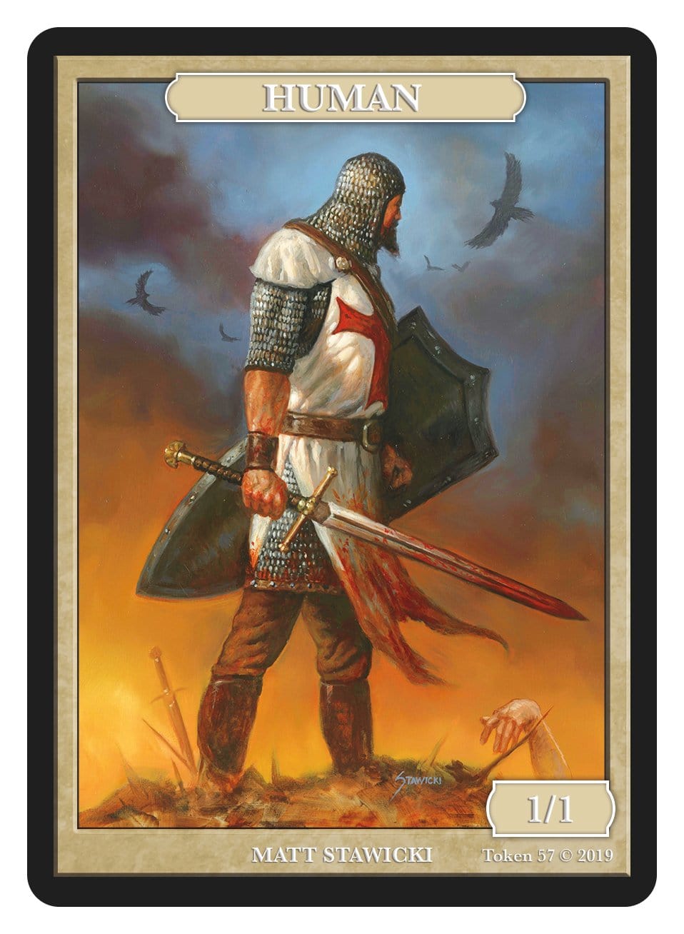Human Token (1/1) by Matt Stawicki - Token - Original Magic Art - Accessories for Magic the Gathering and other card games