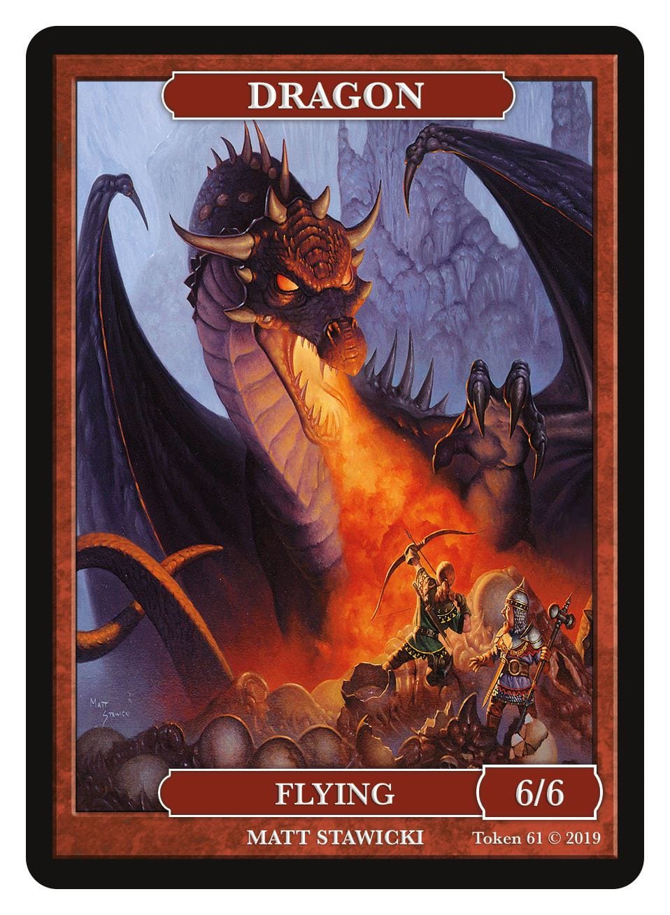 Dragon Token (6/6 - Flying) by Matt Stawicki - Token - Original Magic Art - Accessories for Magic the Gathering and other card games