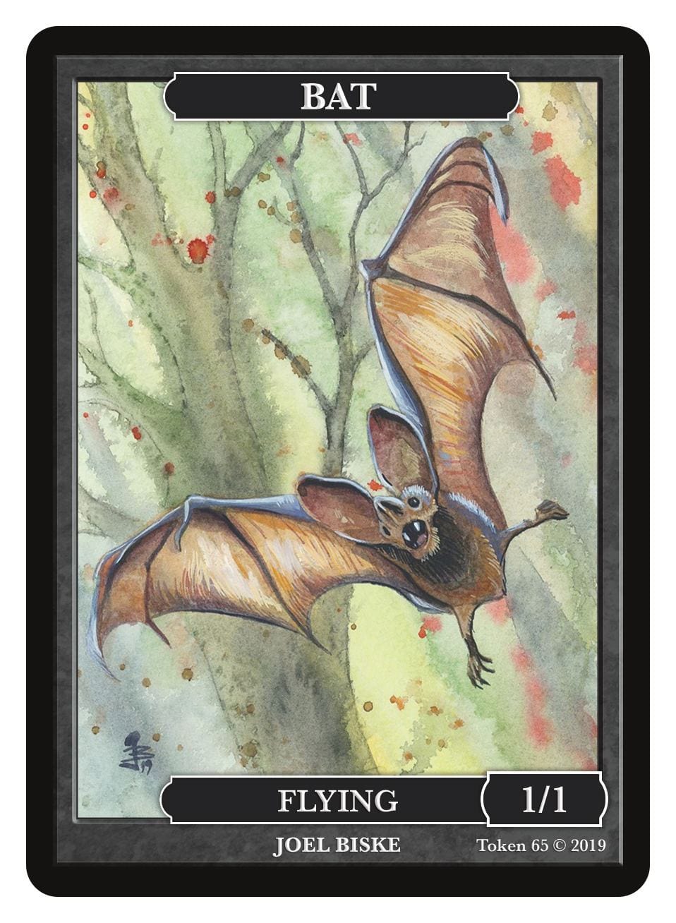 Bat Token (1/1 - Flying) by Joel Biske - Token - Original Magic Art - Accessories for Magic the Gathering and other card games