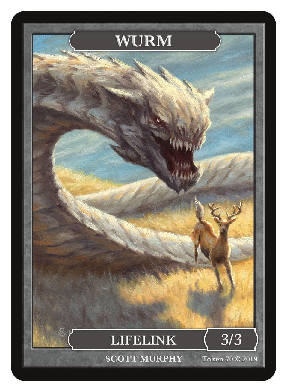 Wurm Token (3/3 - Lifelink) by Scott Murphy - Token - Original Magic Art - Accessories for Magic the Gathering and other card games