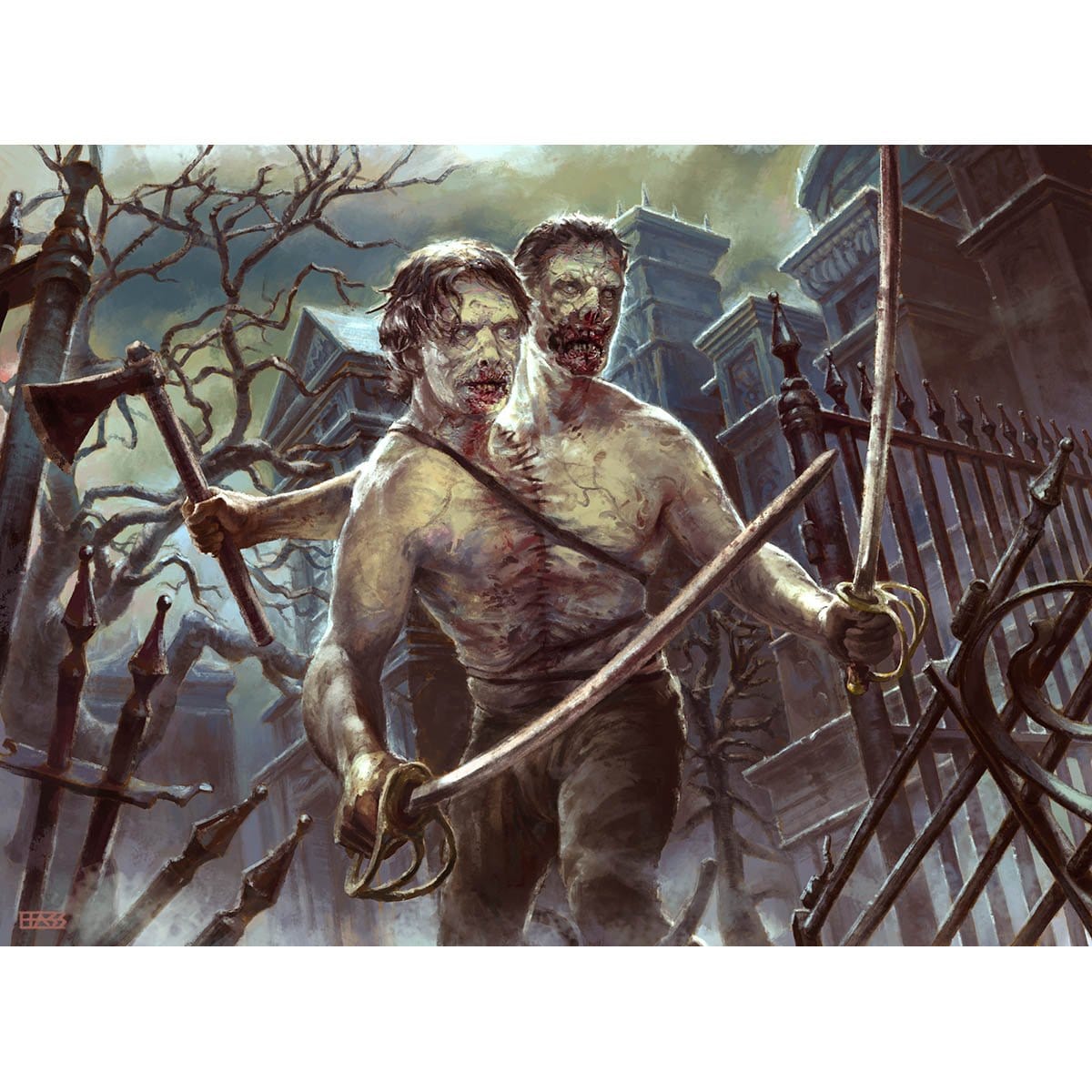 Two-Headed Zombie Print - Print - Original Magic Art - Accessories for Magic the Gathering and other card games