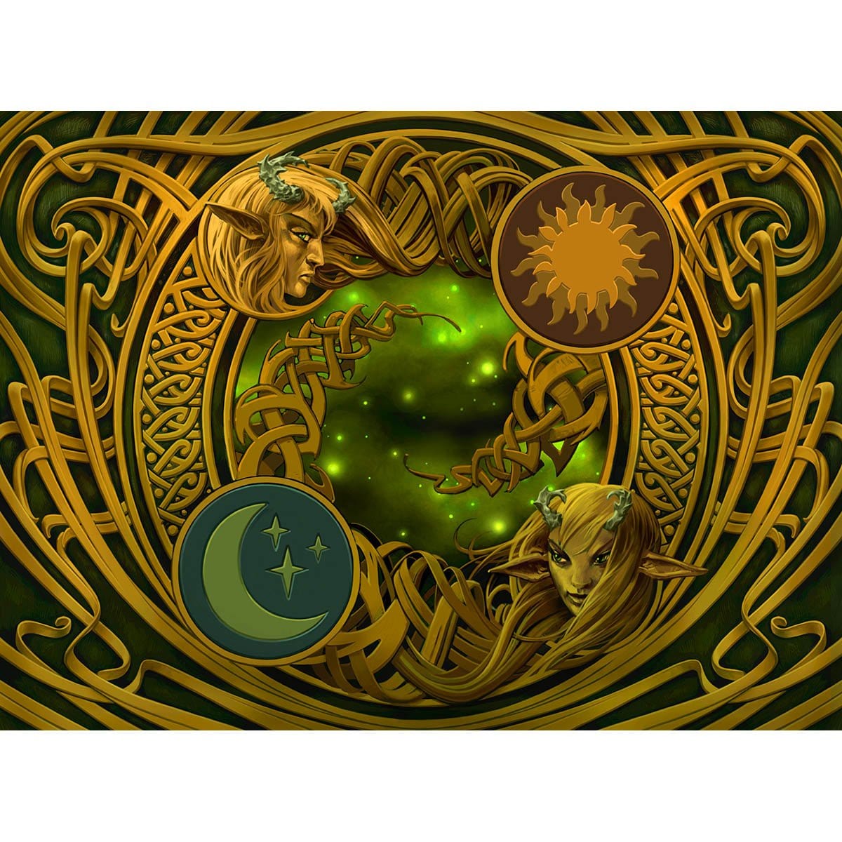 Deviantart Sun Wheel Wheel of Sun and Moon Print - Original Magic Art