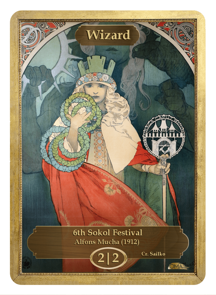 Wizard Token (2/2) by Alfons Mucha - Token - Original Magic Art - Accessories for Magic the Gathering and other card games