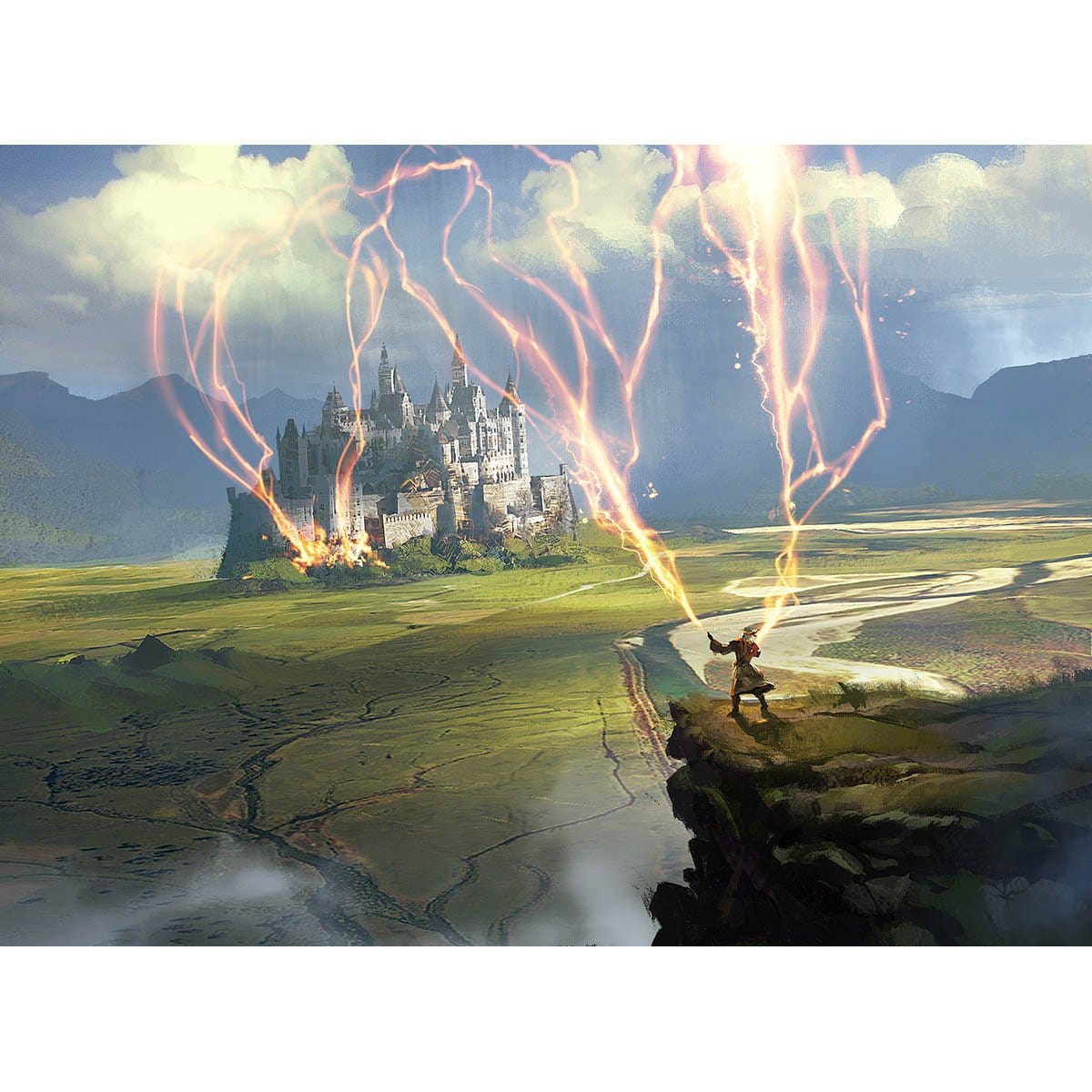 Wizard&#39;s Lightning Print - Print - Original Magic Art - Accessories for Magic the Gathering and other card games