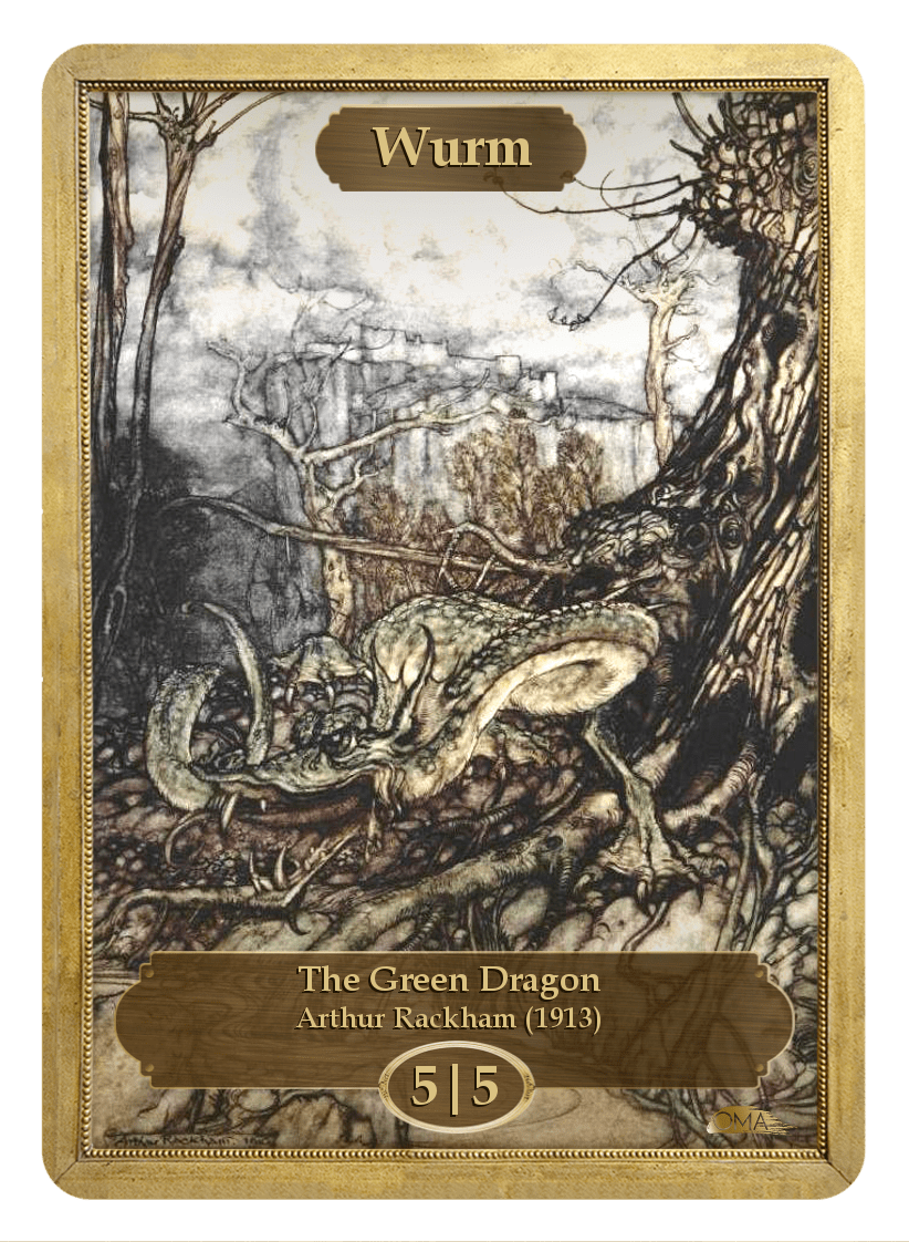 Wurm Token (5/5) by Arthur Rackham - Token - Original Magic Art - Accessories for Magic the Gathering and other card games