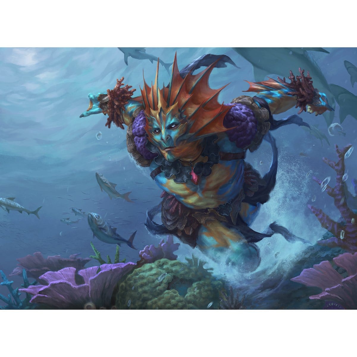 Coral Merfolk Print - Print - Original Magic Art - Accessories for Magic the Gathering and other card games