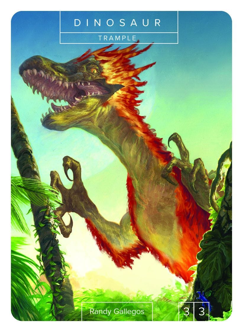 Dinosaur Token (3/3 - Trample) by Randy Gallegos - Token - Original Magic Art - Accessories for Magic the Gathering and other card games